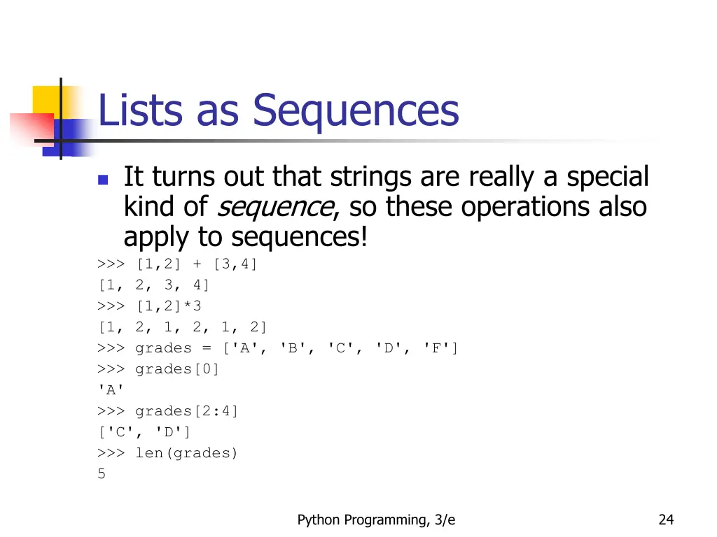 lists as sequences