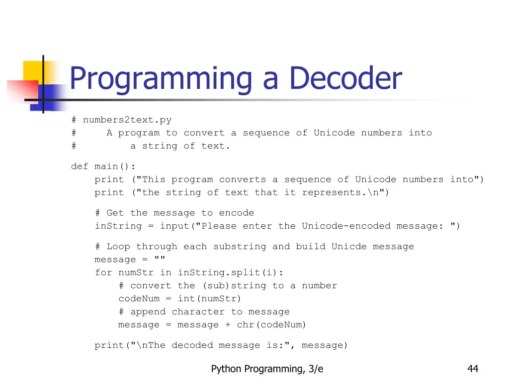 programming a decoder 7