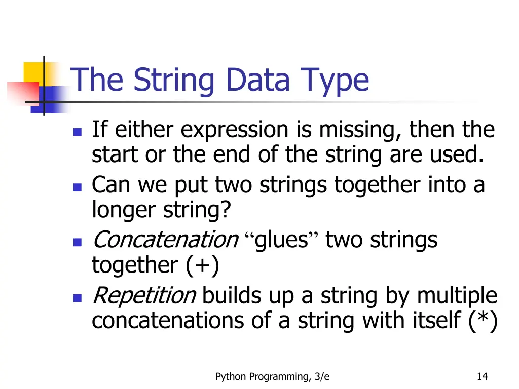 the string data type 9