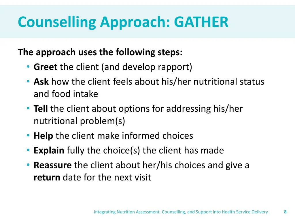 counselling approach gather