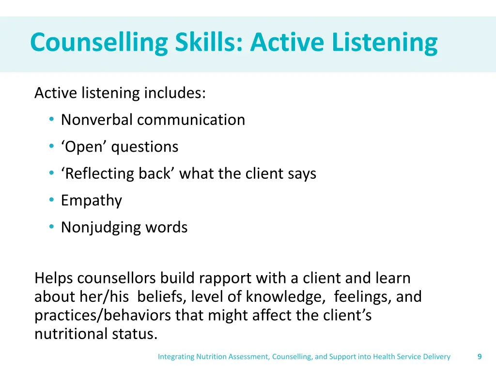 counselling skills active listening