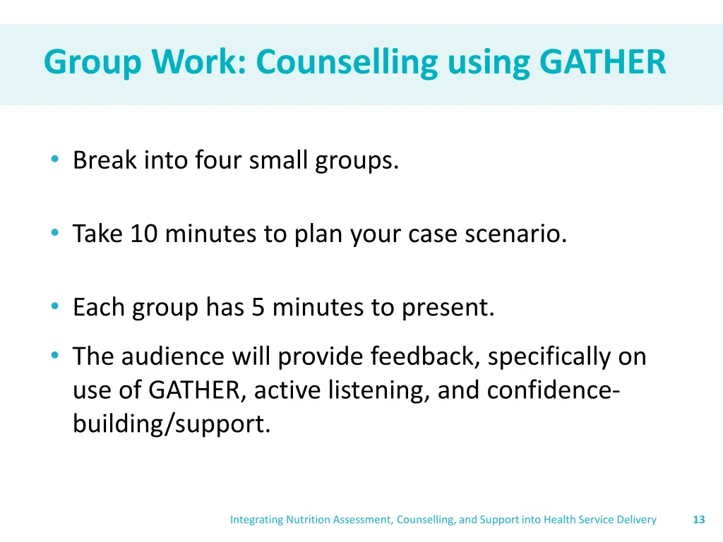 group work counselling using gather