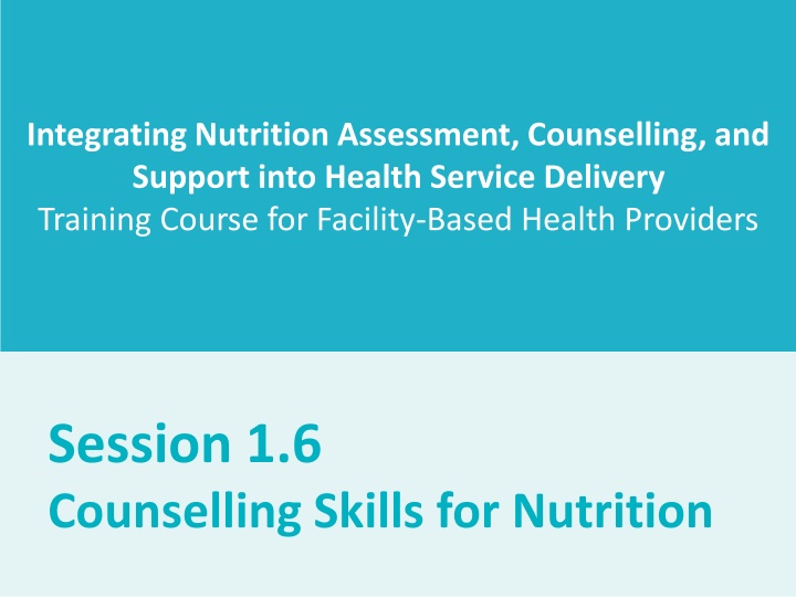 integrating nutrition assessment counselling