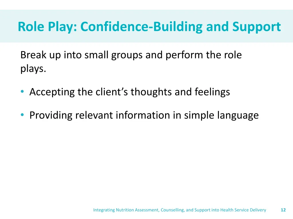 role play confidence building and support