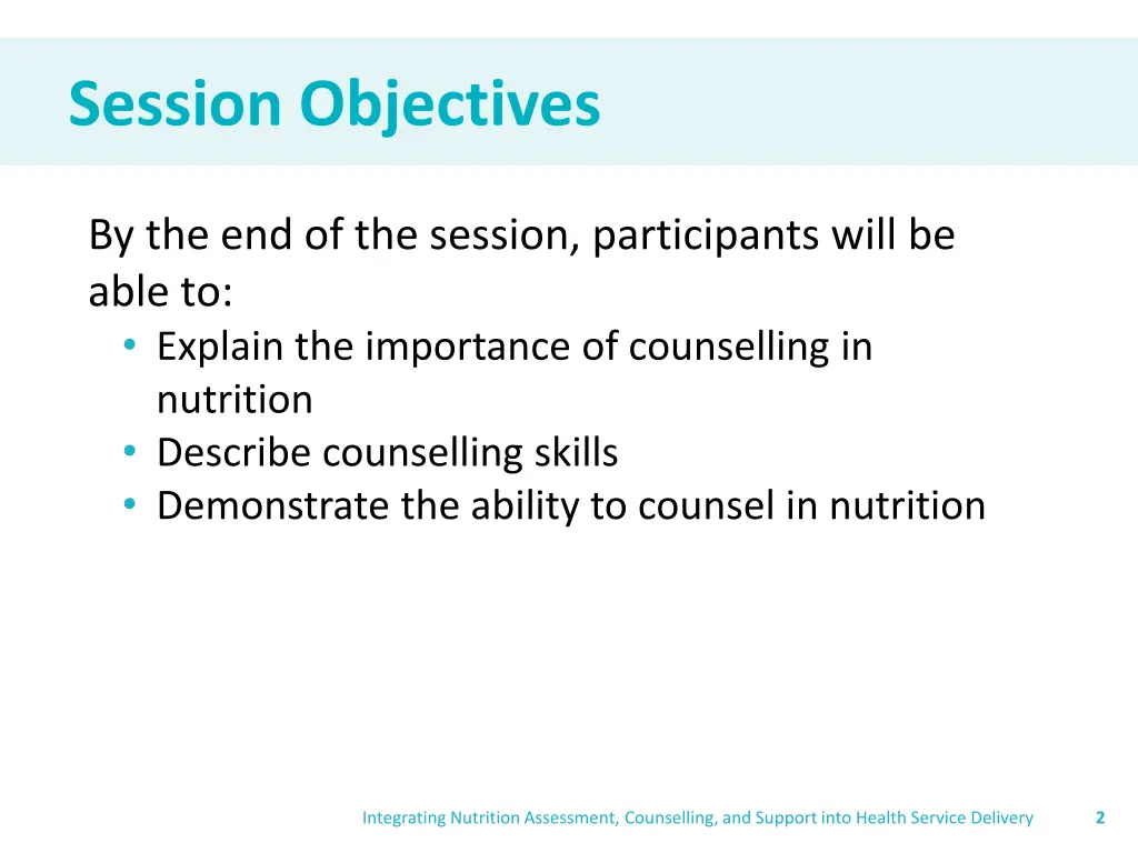 session objectives