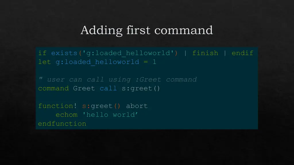 adding first command