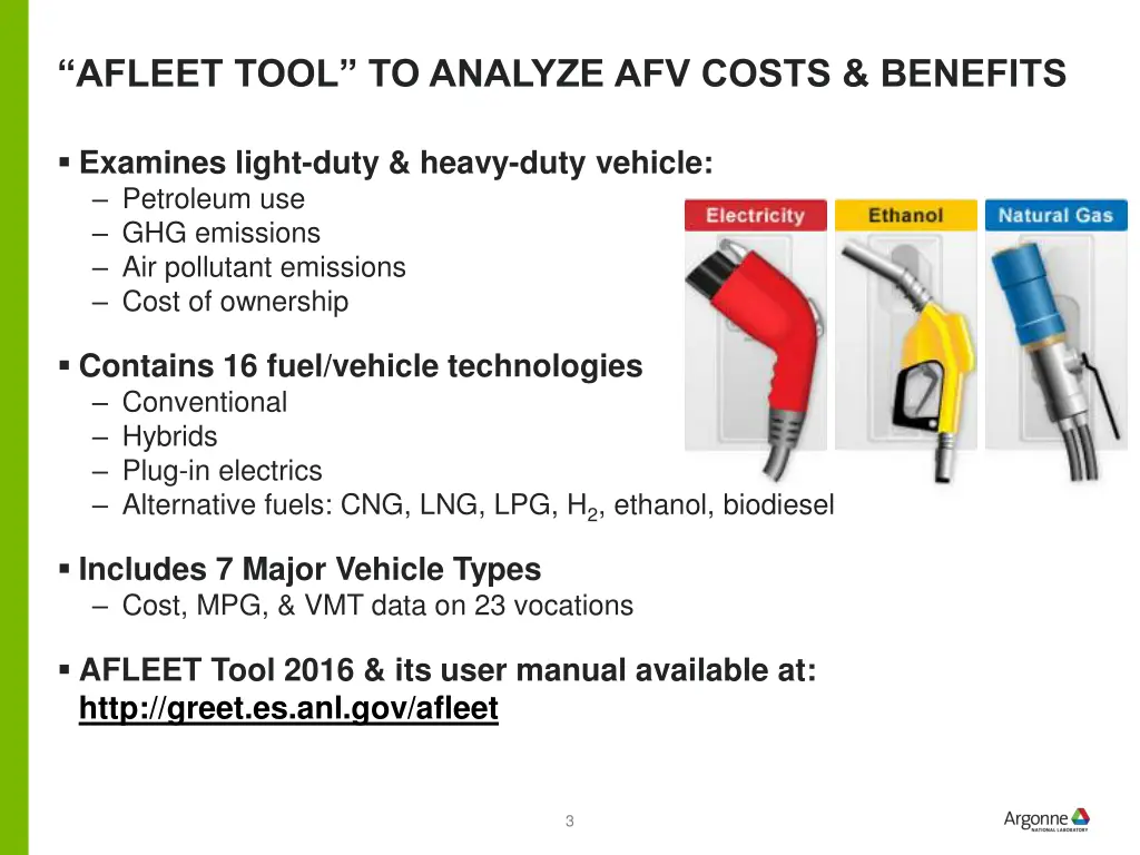 afleet tool to analyze afv costs benefits