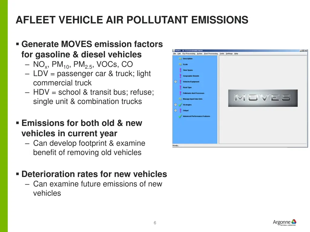 afleet vehicle air pollutant emissions