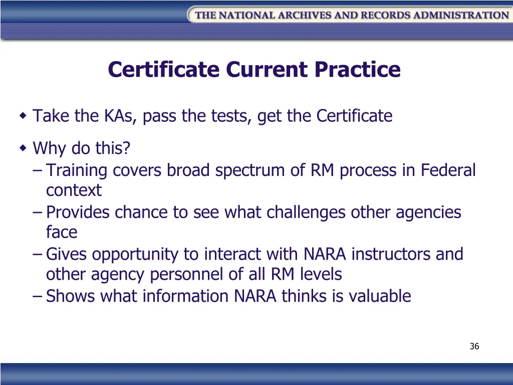 certificate current practice