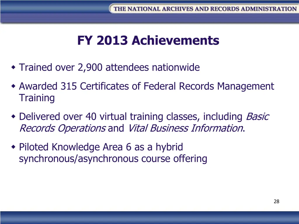 fy 2013 achievements