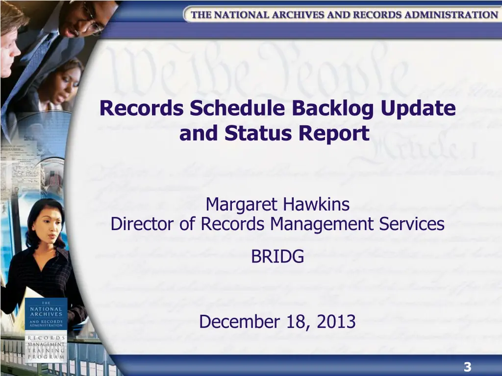 records schedule backlog update and status report