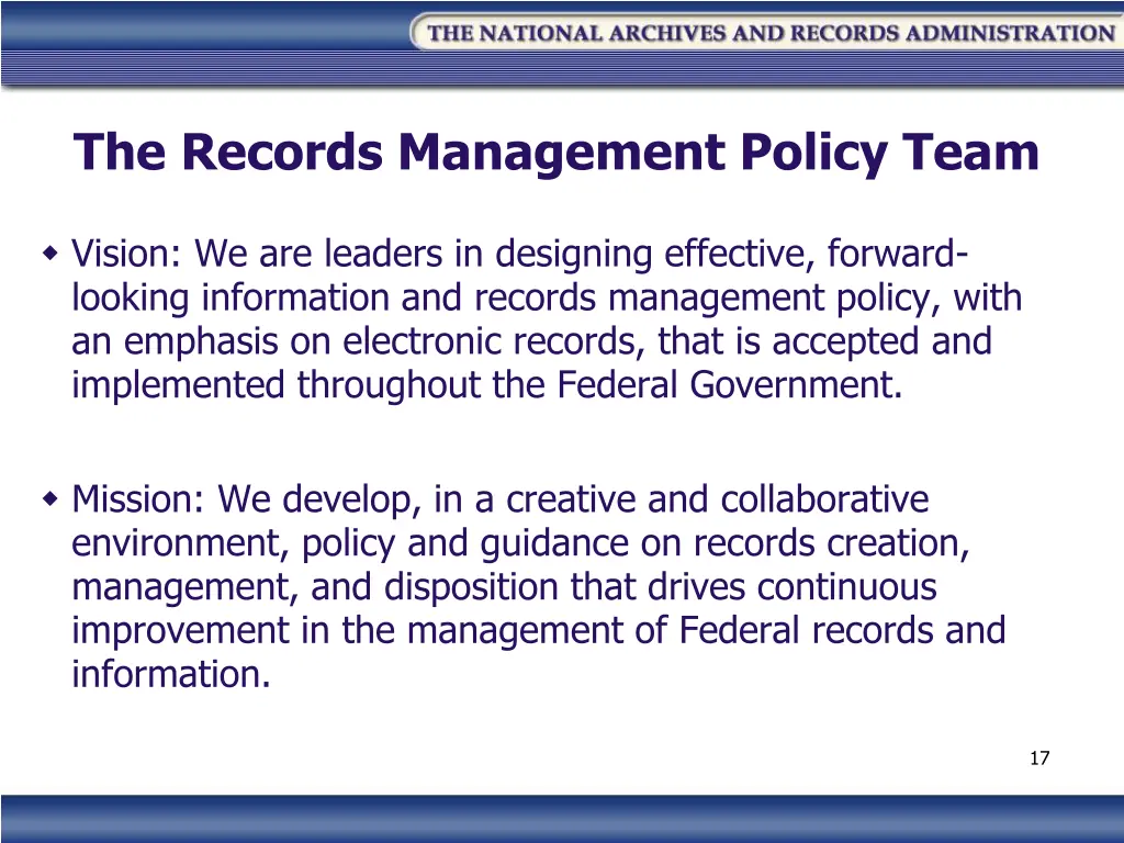 the records management policy team 1