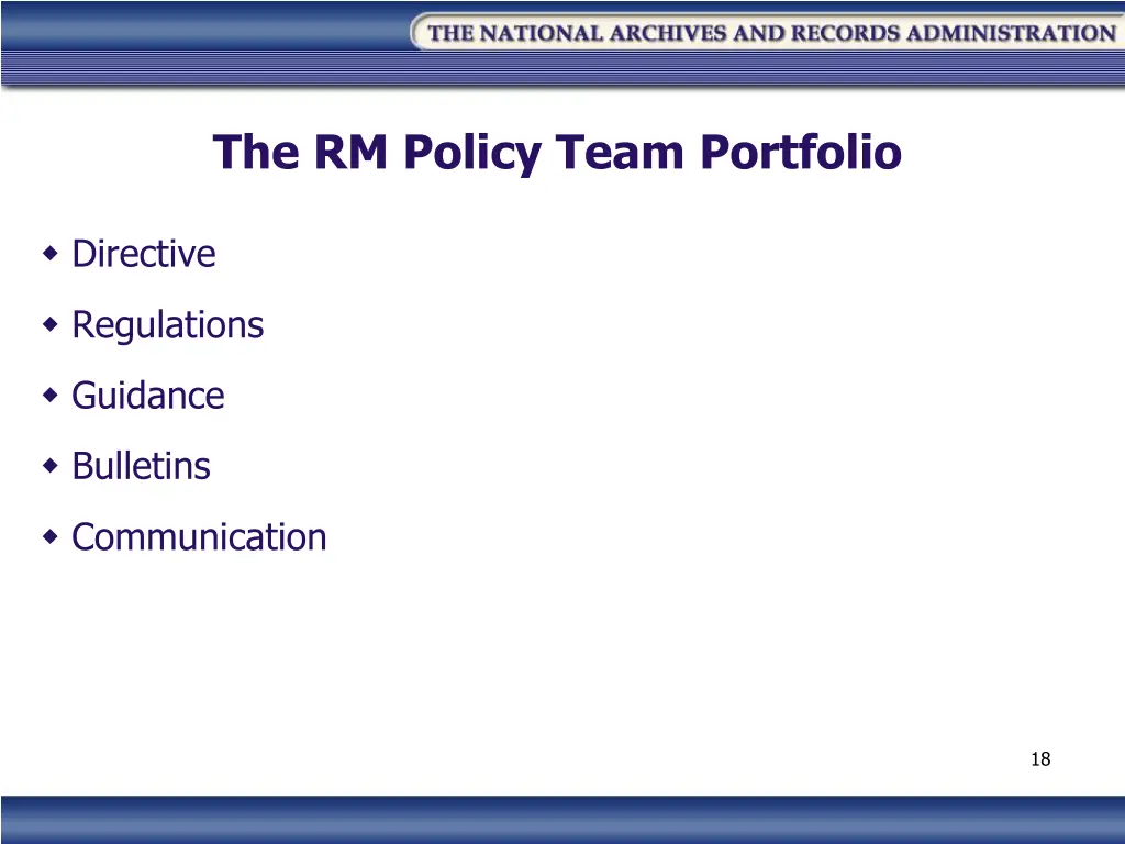 the rm policy team portfolio