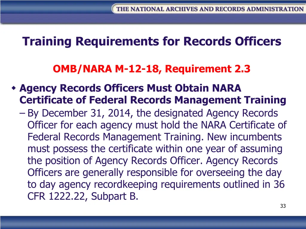 training requirements for records officers