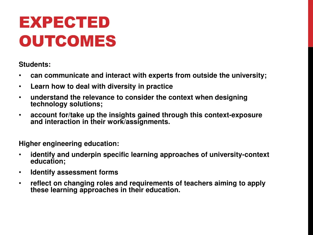 expected outcomes