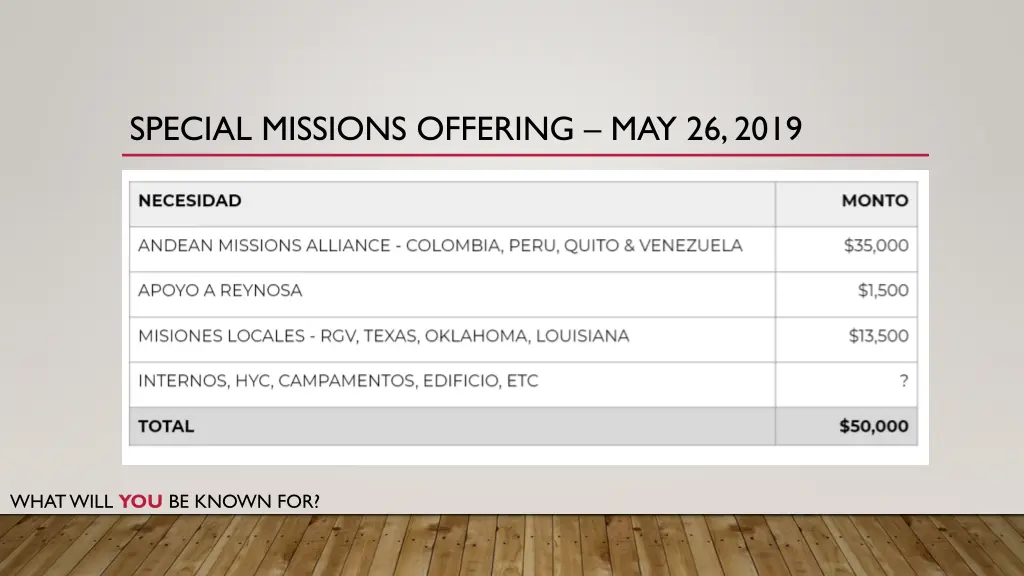 special missions offering may 26 2019