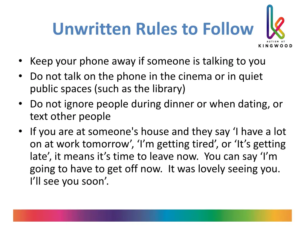 unwritten rules to follow