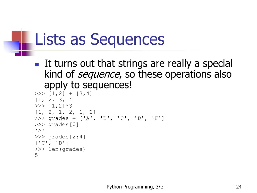 lists as sequences