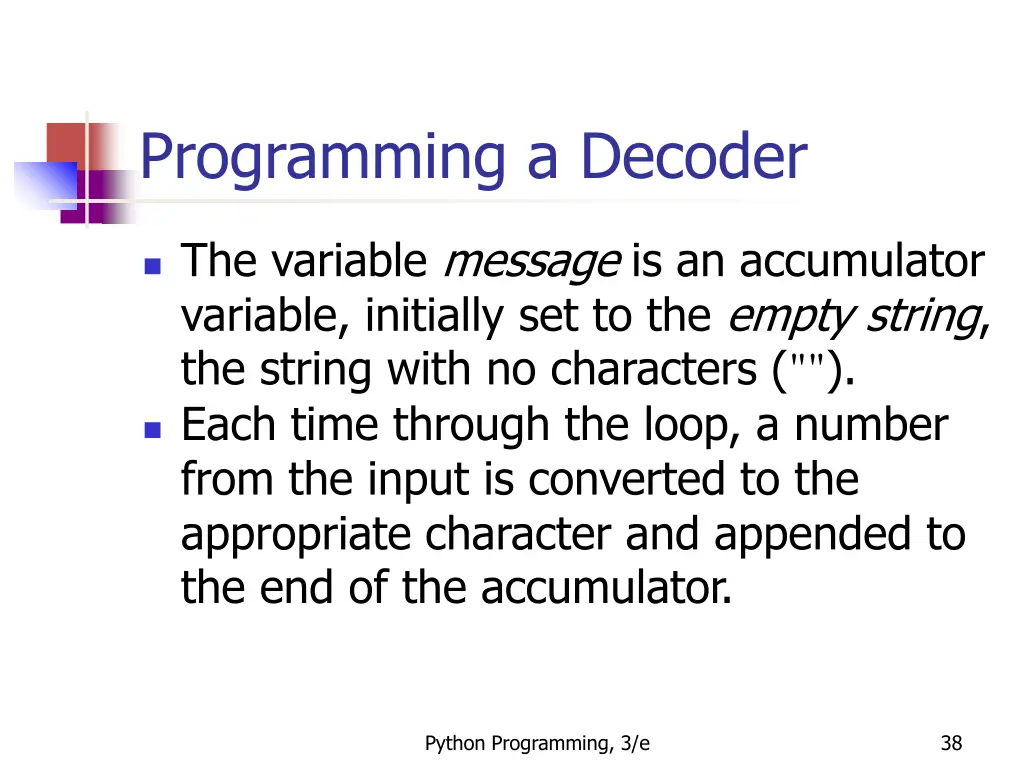 programming a decoder 1