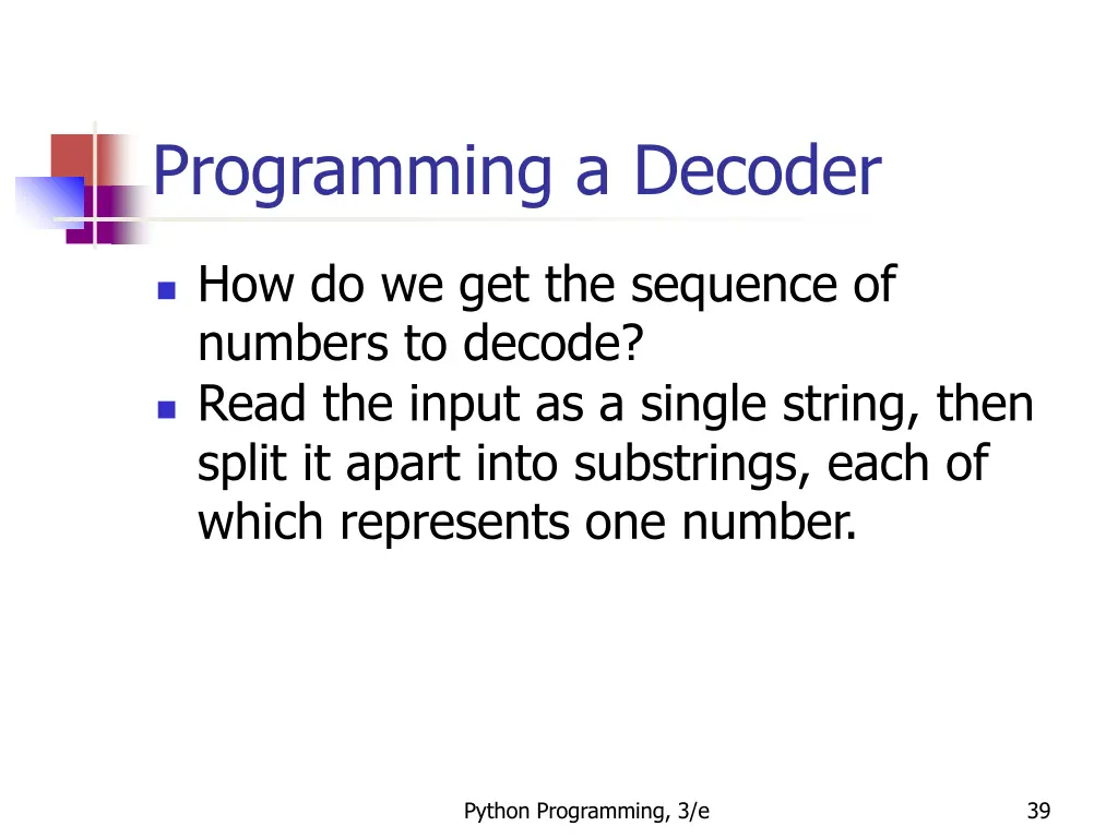 programming a decoder 2