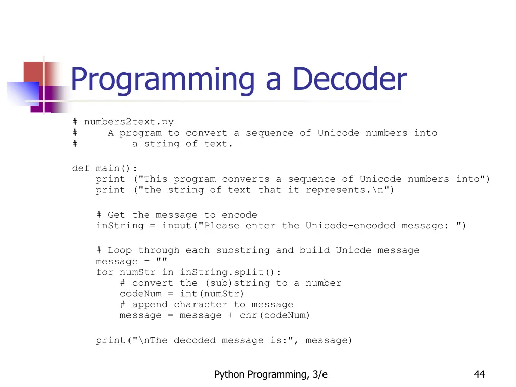 programming a decoder 7