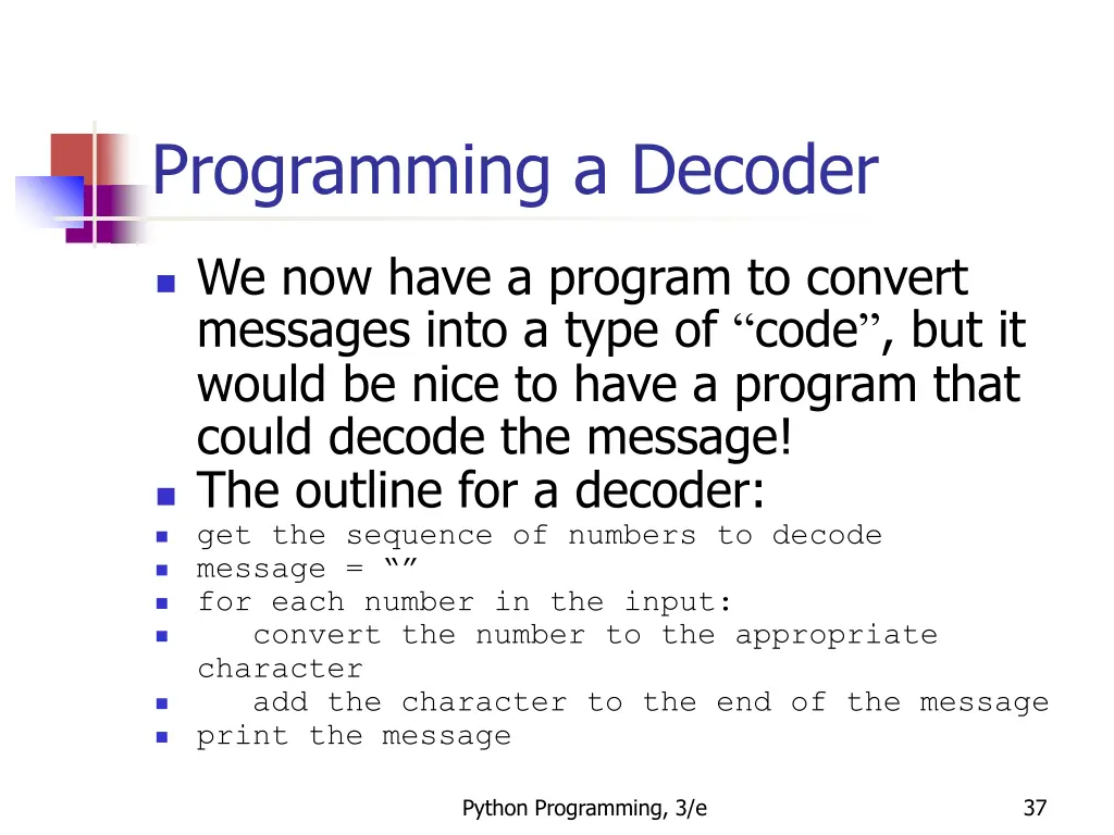 programming a decoder