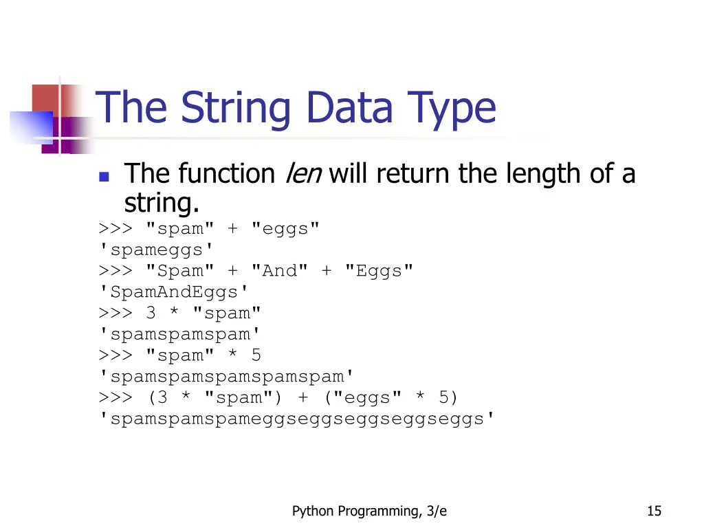 the string data type 10