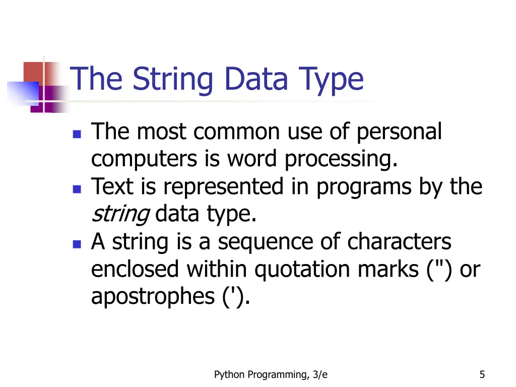 the string data type