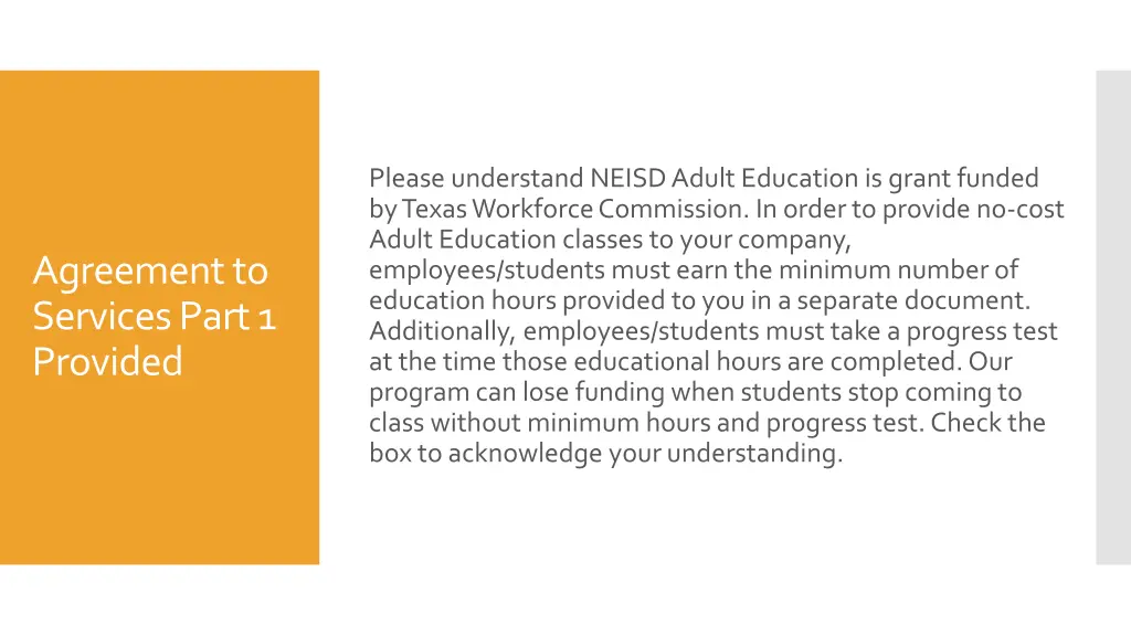 please understand neisd adult education is grant