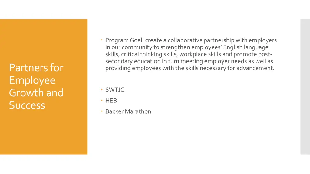 program goal create a collaborative partnership