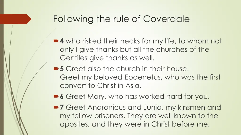 following the rule of coverdale 1