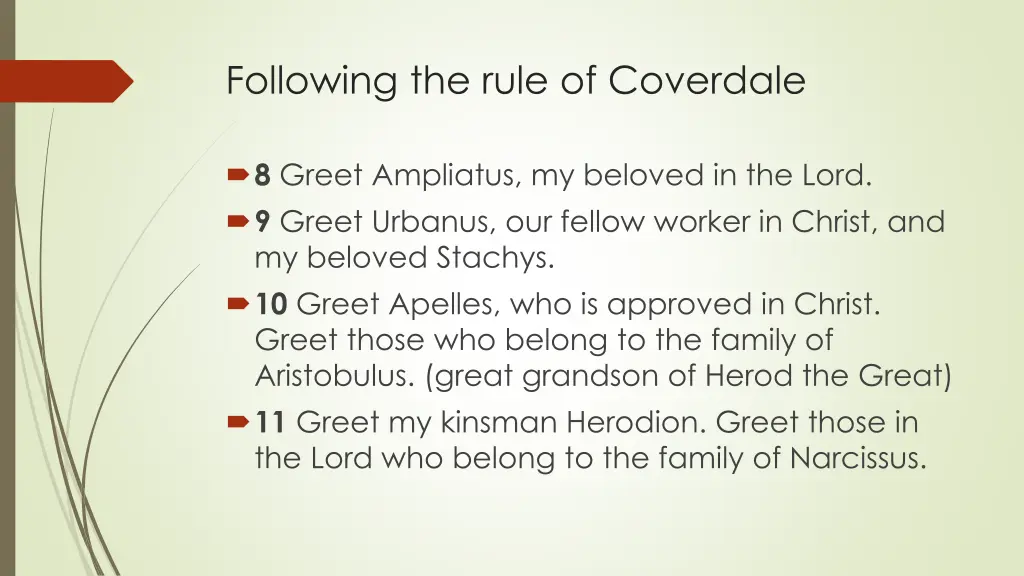 following the rule of coverdale 2