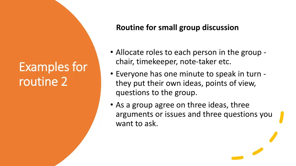 routine for small group discussion