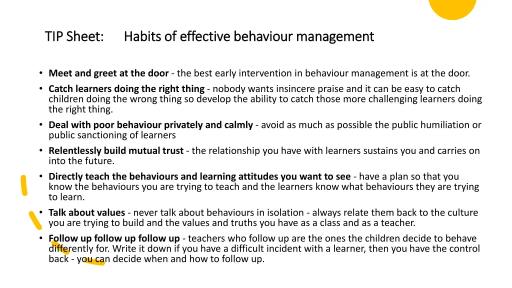 tip sheet habits of effective behaviour