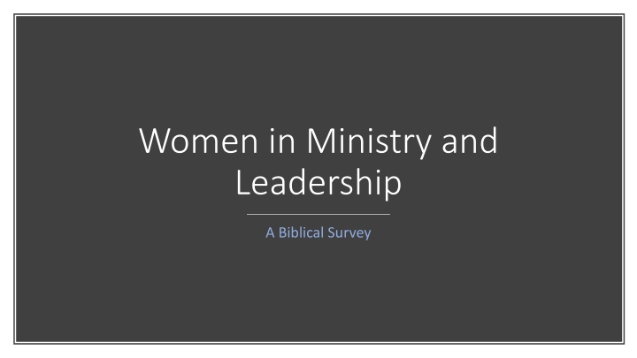 women in ministry and leadership