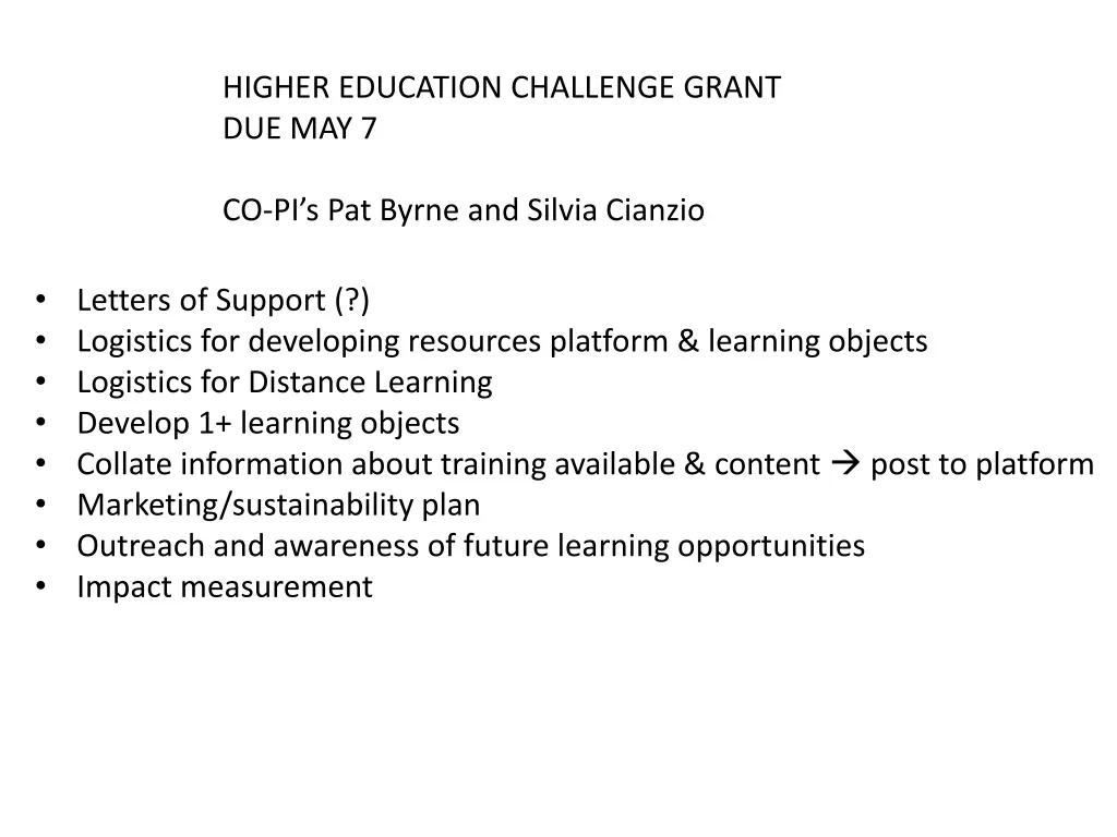 higher education challenge grant due may 7