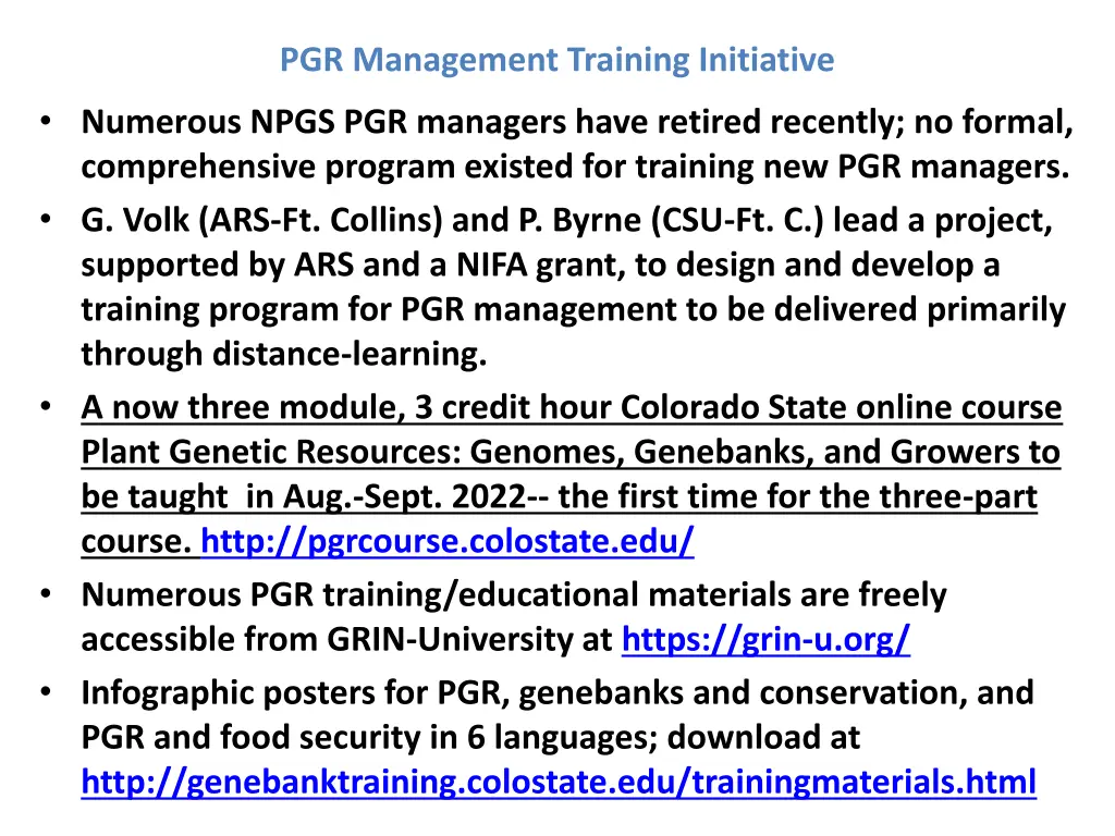 pgr management training initiative