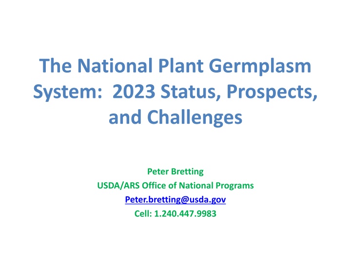 the national plant germplasm system 2023 status