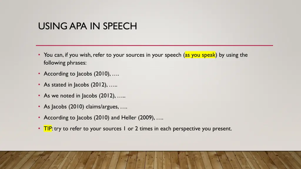 using apa in speech