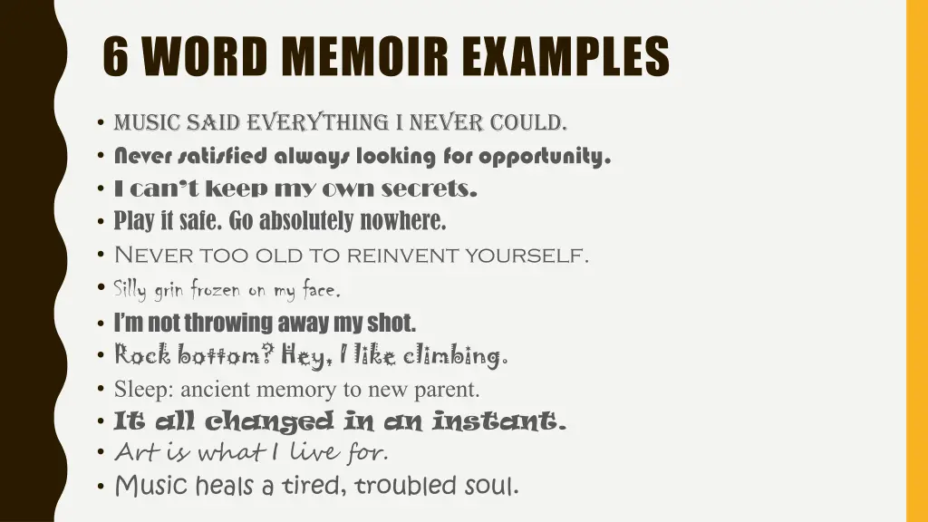 6 word memoir examples