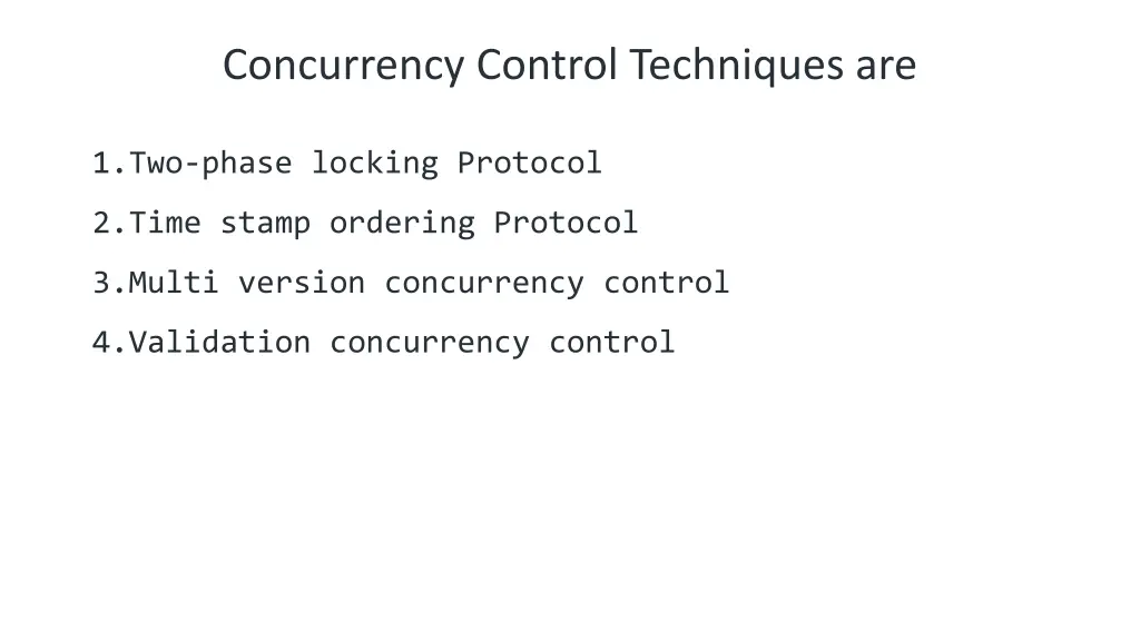 concurrency control techniques are
