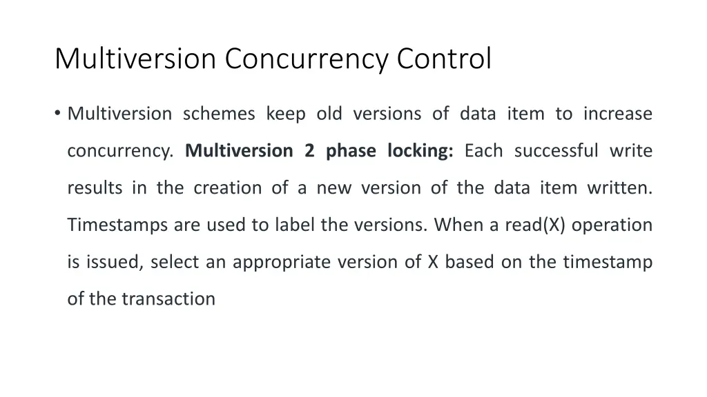 multiversion concurrency control