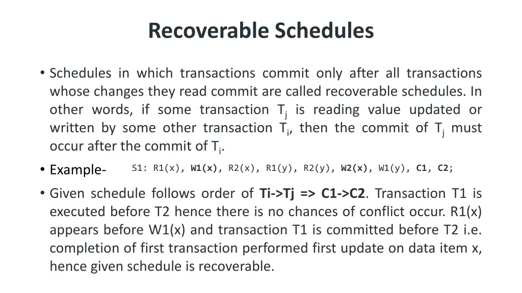 recoverable schedules