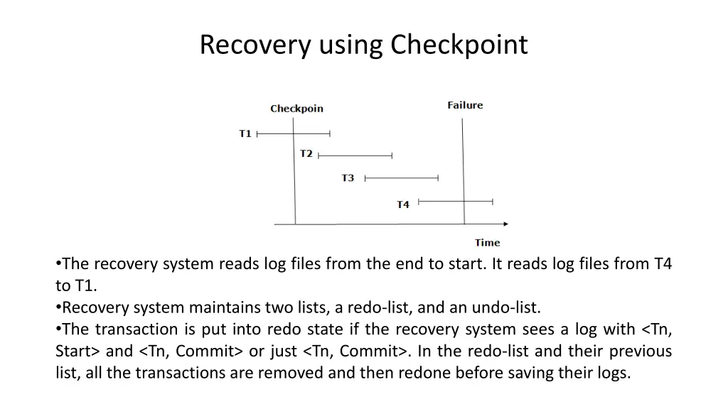 recovery using checkpoint