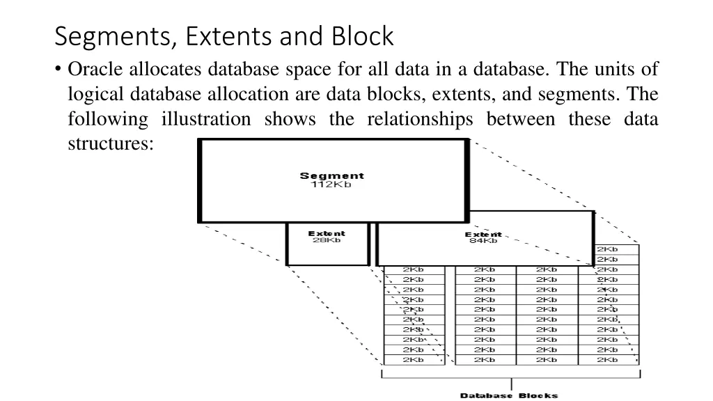 segments extents and block oracle allocates