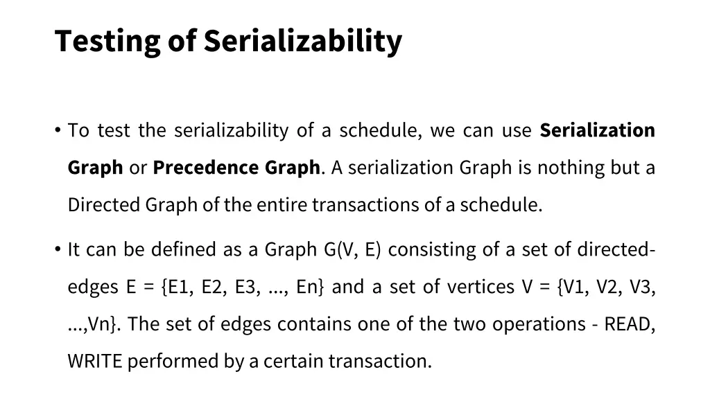 testing of serializability