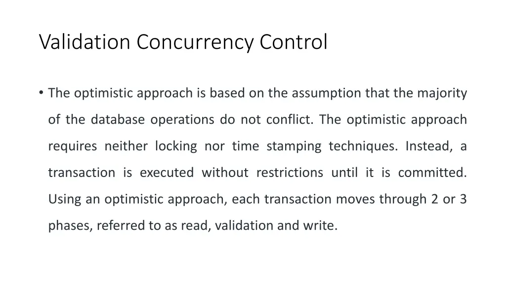 validation concurrency control