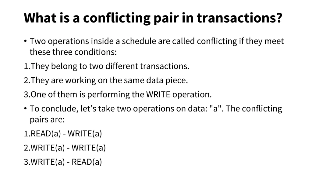 what is a conflicting pair in transactions