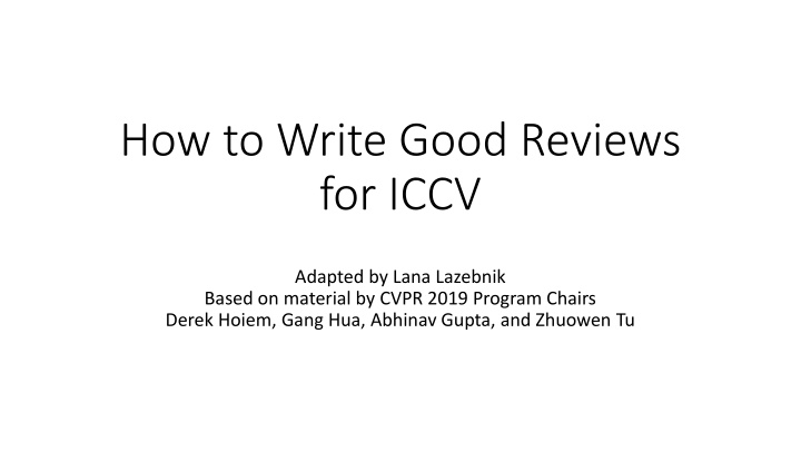 how to write good reviews for iccv