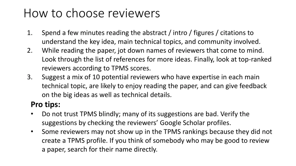 how to choose reviewers